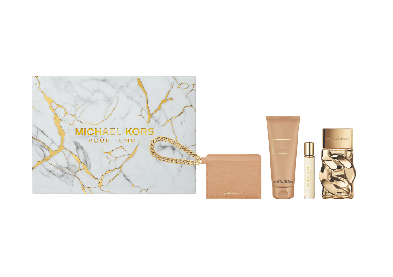 Michael Kors Set – Pour Femme Eau de Parfum Spray 100ml + 10ml + Body Lotion 100ml + Pouch
