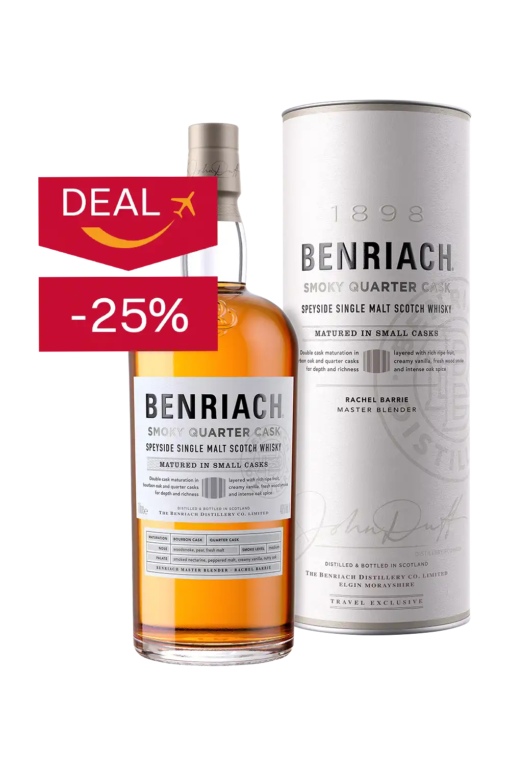 Bild: Benriach BenRiach Quarter Cask Peated Scotch Whisky 46 % Vol., 1 Liter Flasche