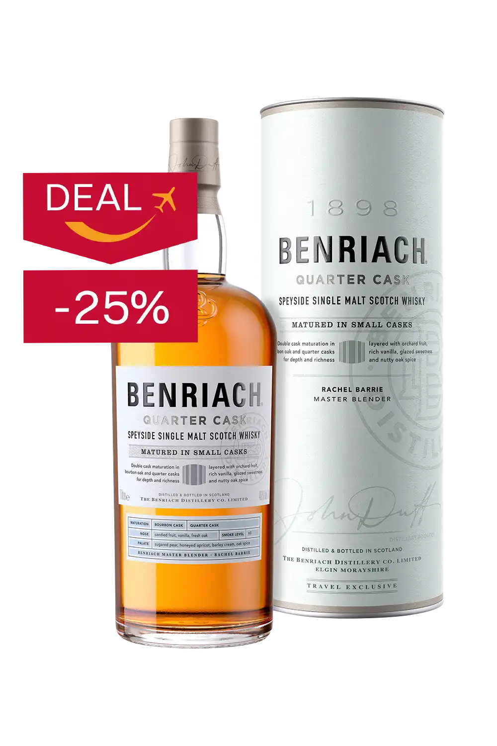 Bild: Benriach Quarter Cask Classic Single Malt Scotch Whisky 46 % Vol., 1 Liter Flasche