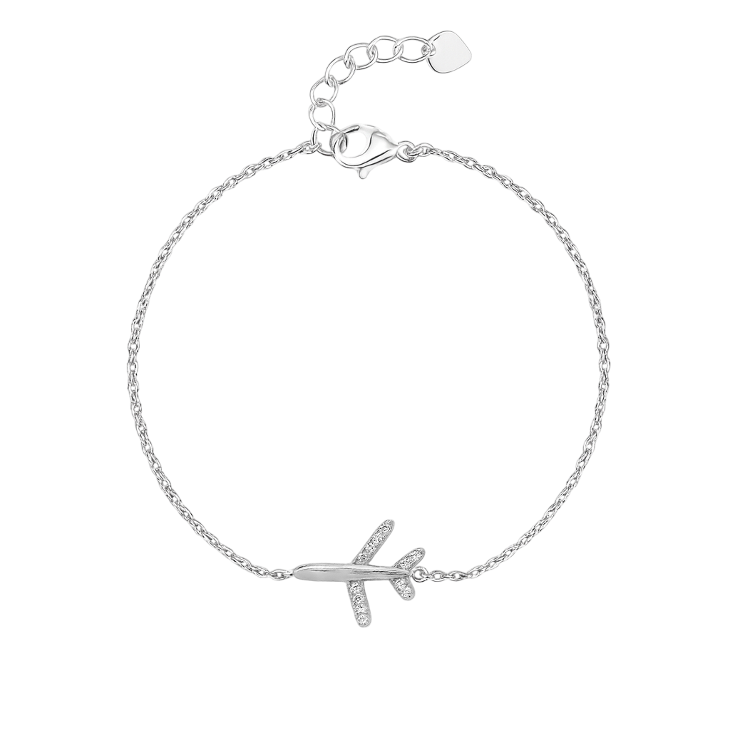 Armband Flugzeug 925er Sterlingsilber Zirkonia-Steine