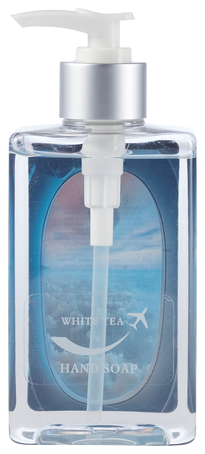 Handseife mit Spender - Flugzeugfenster & Ringeltaube-Logo - White Tea - 390ml Kopie