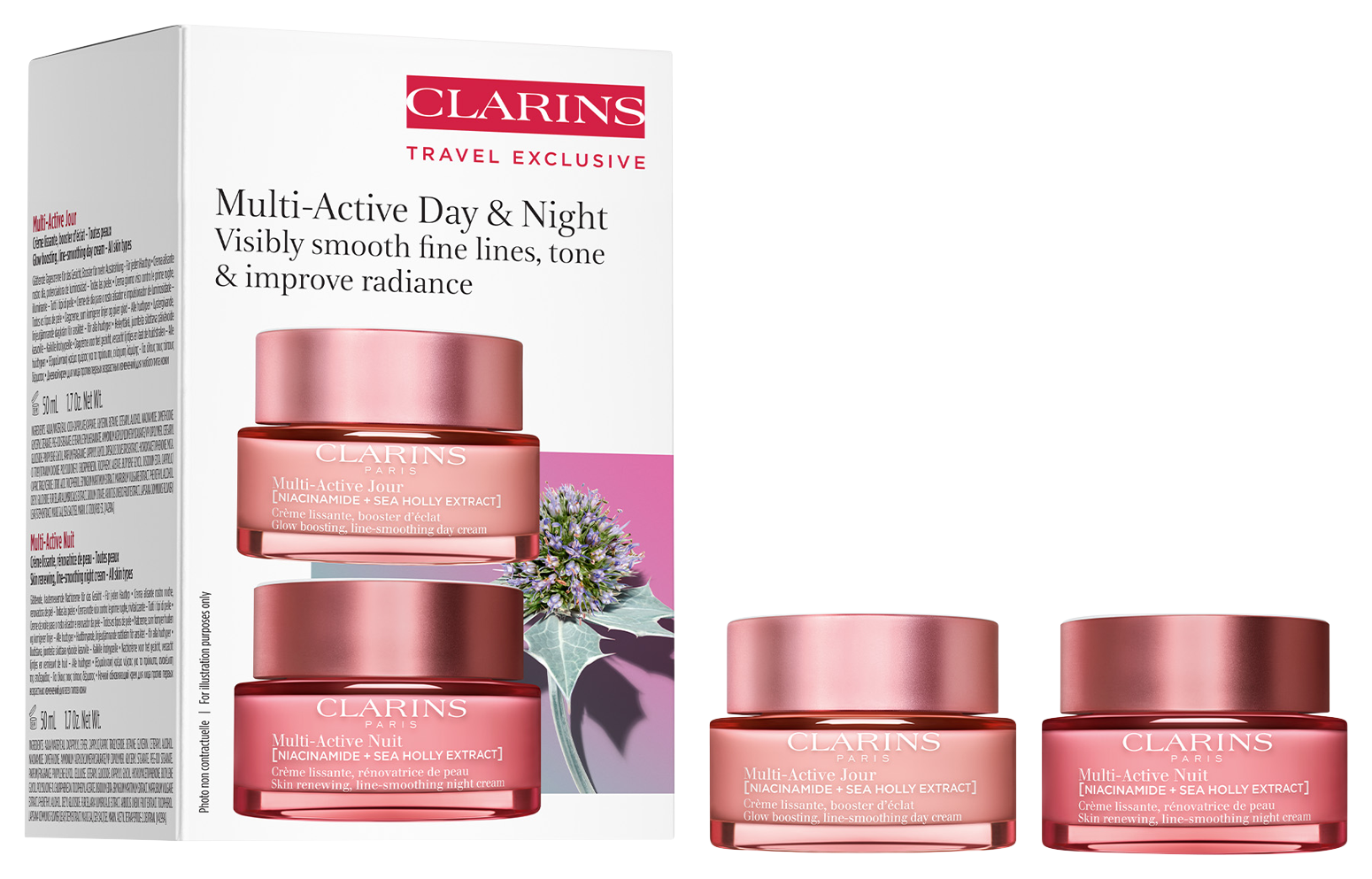 Bild: Clarins Multi Active Set – Day Cream 50 ml + Night Cream 50 ml