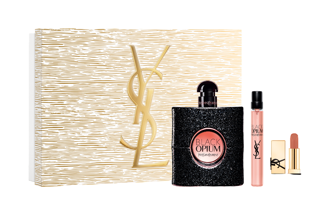 Yves Saint Laurent Set – Black Opium Eau de Parfum + Travel Spray + Lipstick