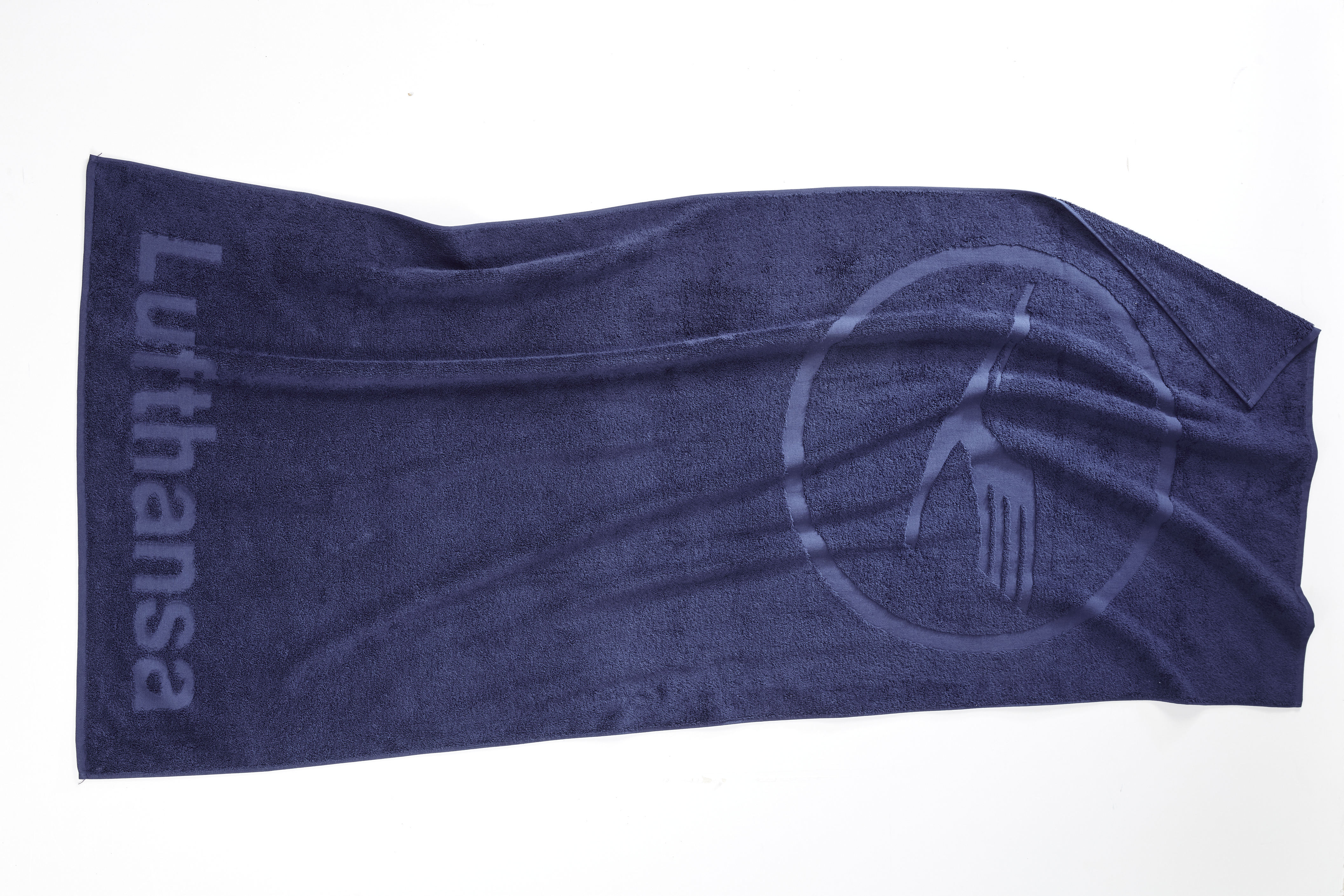 Lufthansa Strand Handtuch mit LH-Logo & Schriftzug dunkelblau
