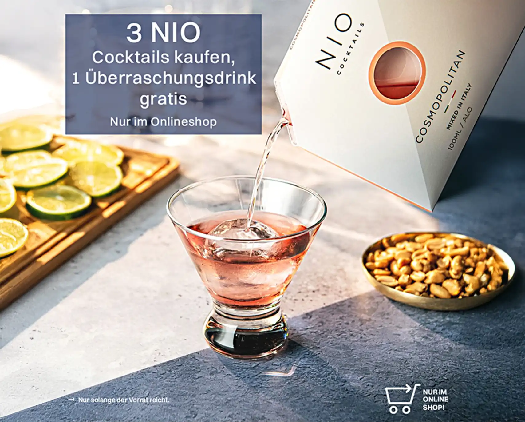 3 NIO Cocktails kaufen, 1 gratis Cocktail von NIO erhalten