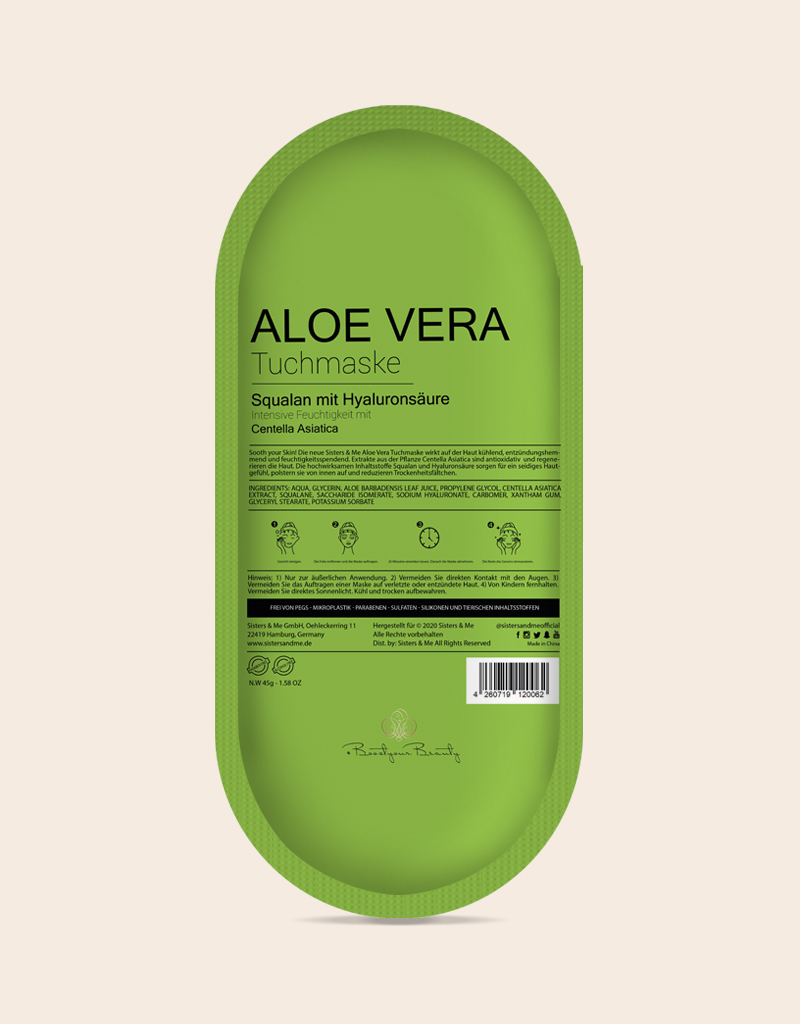 Sisters & Me 5x ALOE VERA TUCHMASKEN MIT SQUALAN UND HYALURONSÄURE