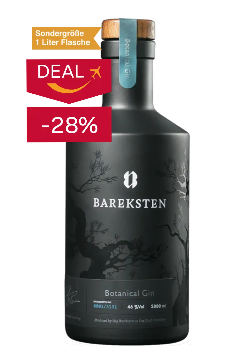 Bild: Bareksten Botanical Gin 1 Liter Flasche